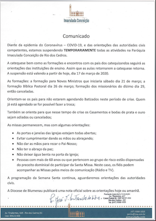 NOTA OFICIAL - COVID 19 